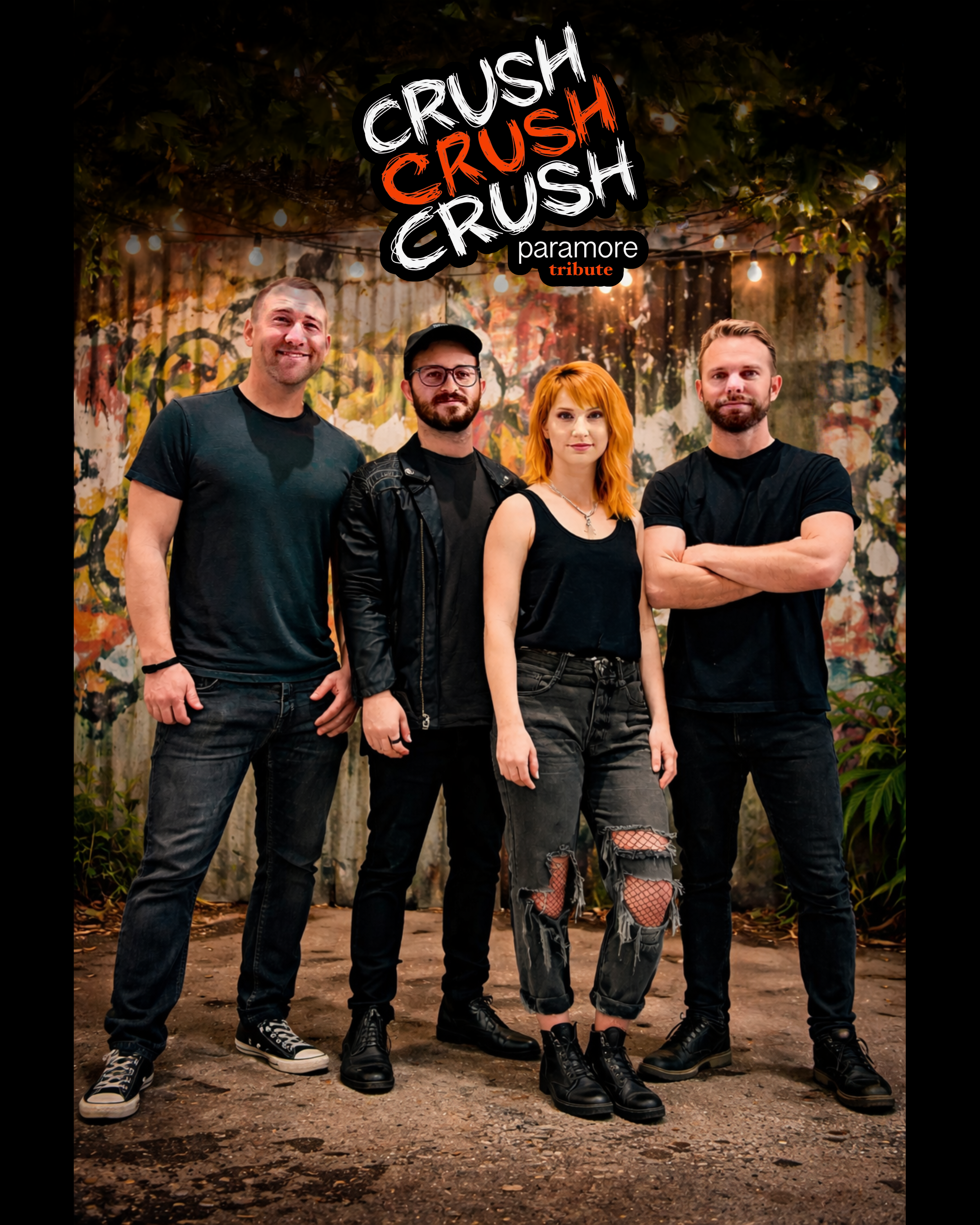 Portrait of the four members of Crush Crush Crush